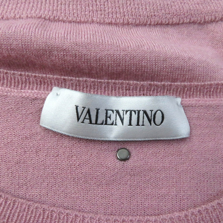 Great VALENTINO knit Crew neck with rock studs Long sleeves pink Women 40 TB9KC29F78N