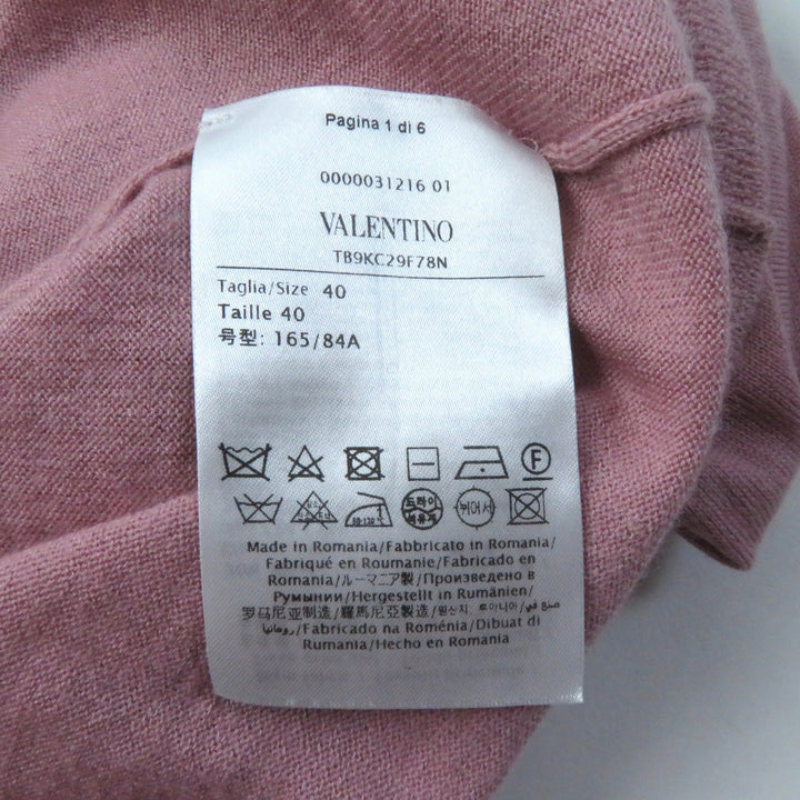 Great VALENTINO knit Crew neck with rock studs Long sleeves pink Women 40 TB9KC29F78N