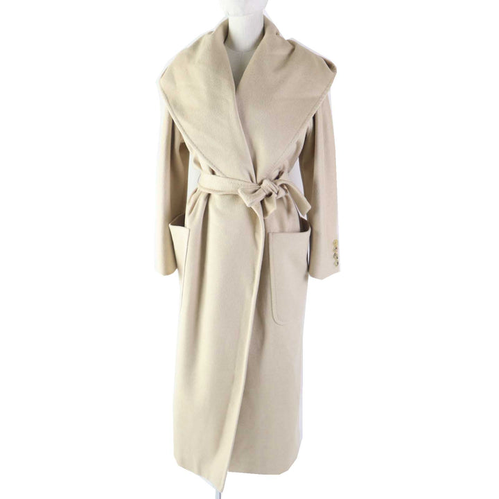 Excellent Max Mara coat rialto Hooded Super Long beige cashmere Women 36
