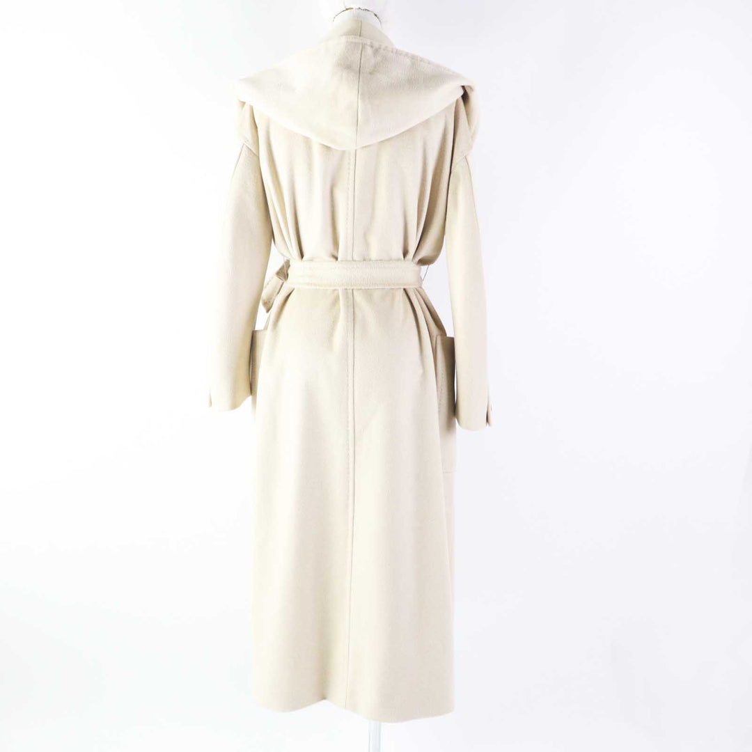 Excellent Max Mara coat rialto Hooded Super Long beige cashmere Women 36