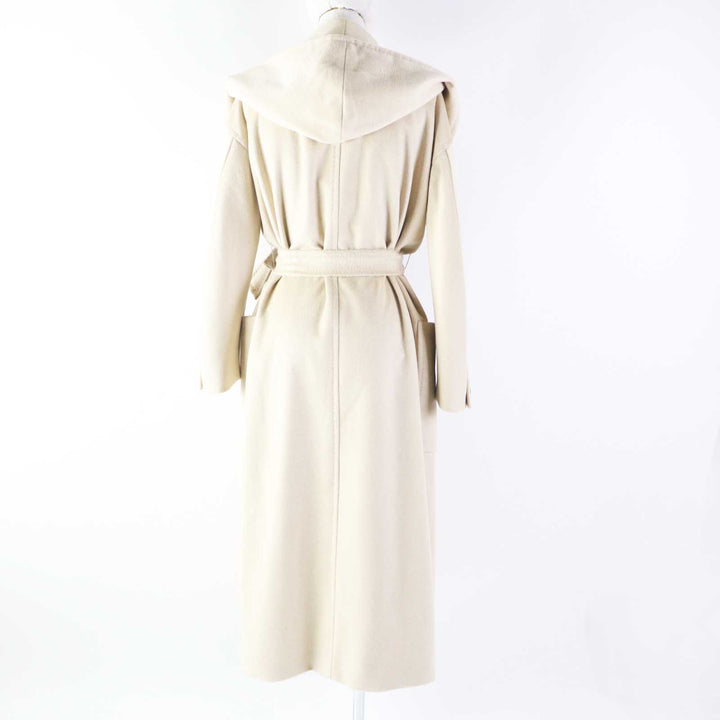 Excellent Max Mara coat rialto Hooded Super Long beige cashmere Women 36
