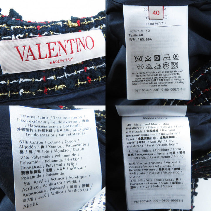 Discounted Excellent VALENTINO two-piece set Roppongi Class tweed Navy multi Sheep leather