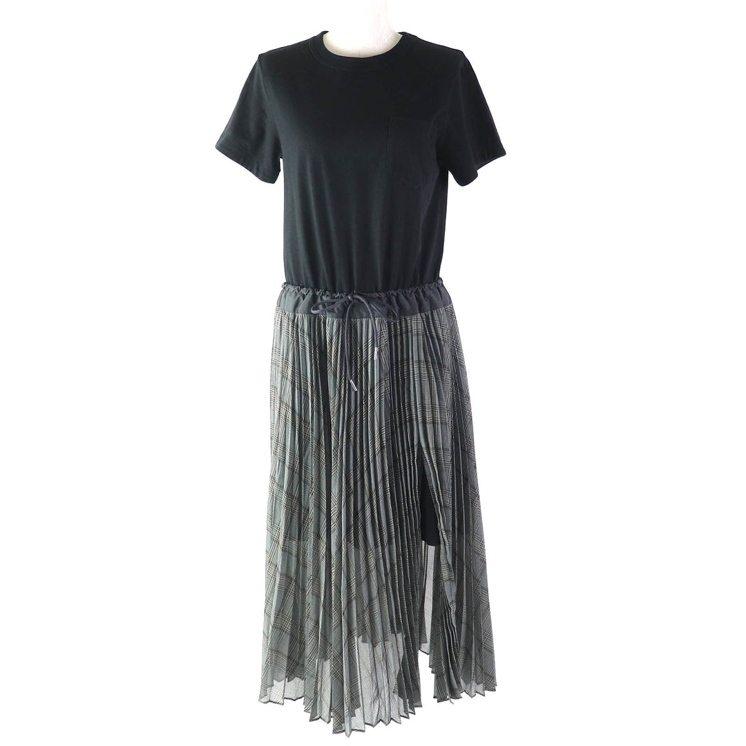 Discounted Excellent Sacai one piece Cotton T-shirt Docking Maxi Length Pleated cotton 2