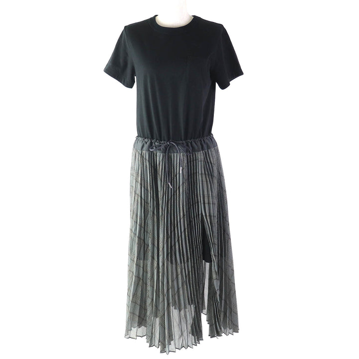 Discounted Excellent Sacai one piece Cotton T-shirt Docking Maxi Length Pleated cotton 2