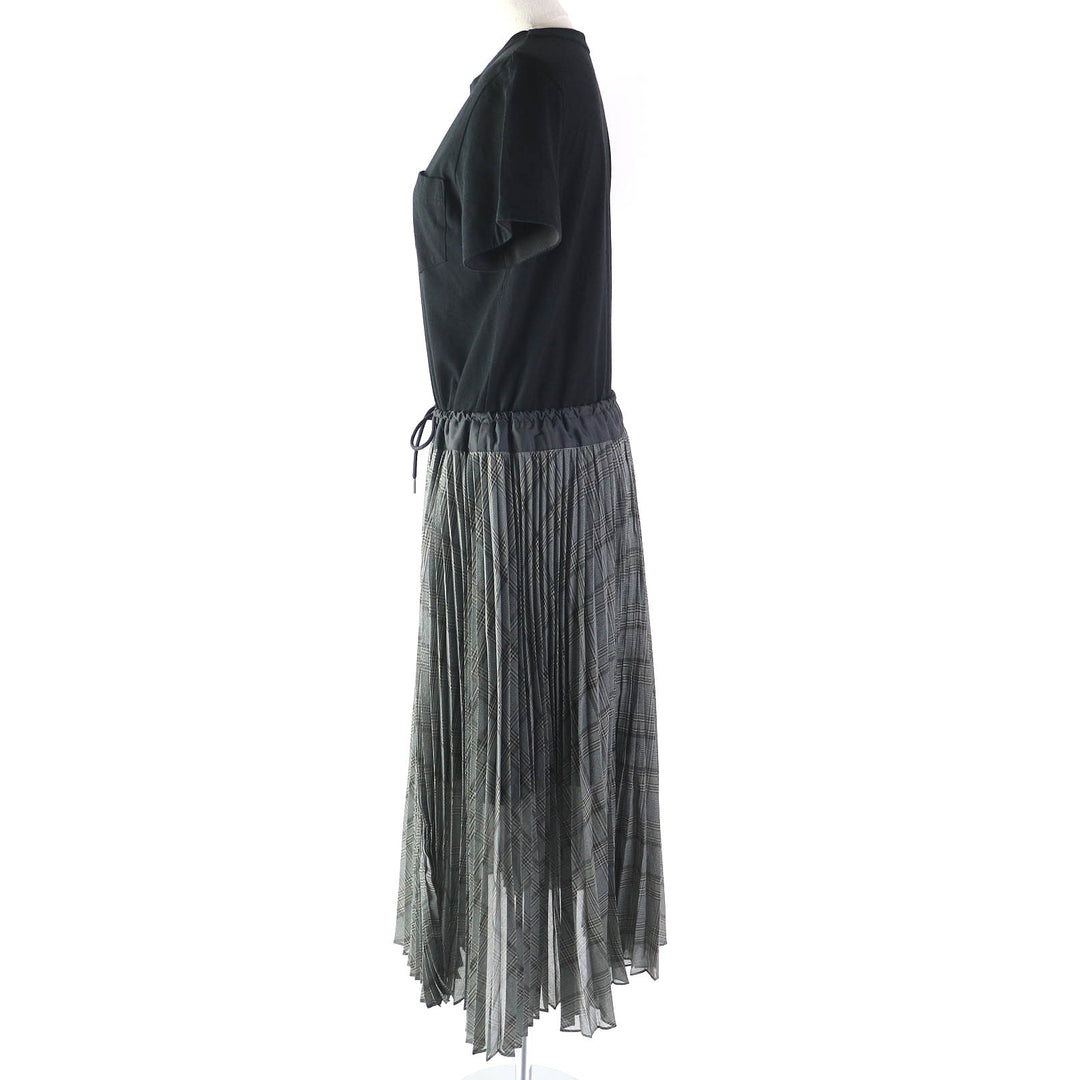 Discounted Excellent Sacai one piece Cotton T-shirt Docking Maxi Length Pleated cotton 2
