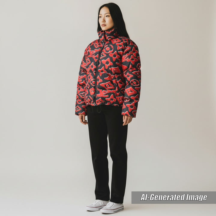 Excellent LOUIS VUITTON Urs Fischer Down jacket red black Women 36 1A8B3X
