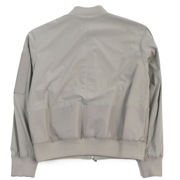 Pristine HERMES Jacket Lamb leather two-composite rib zip-up gray Nylon mens 50