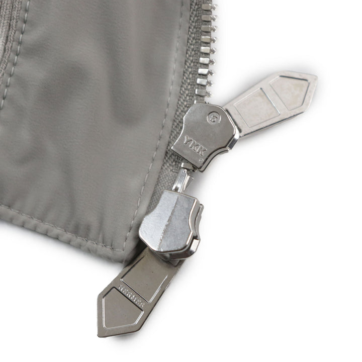 Pristine HERMES Jacket Lamb leather two-composite rib zip-up gray Nylon mens 50