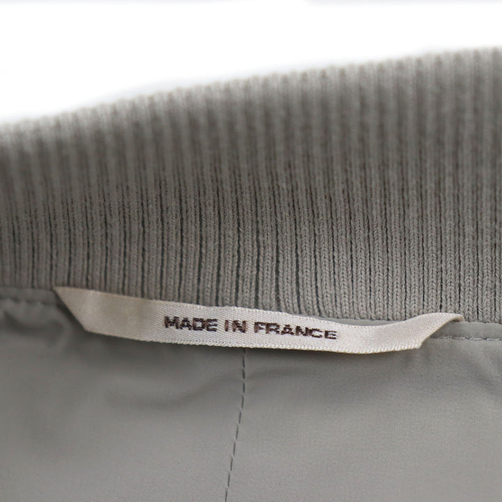 Pristine HERMES Jacket Lamb leather two-composite rib zip-up gray Nylon mens 50