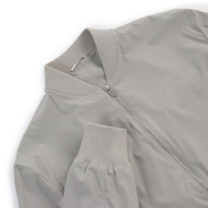Pristine HERMES Jacket Lamb leather two-composite rib zip-up gray Nylon mens 50