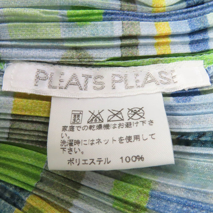 Discounted 
 Excellent PLEATS PLEASE T-shirt All-over print High neck French sleeves multicolor polyester Women 3 PP61-JK656