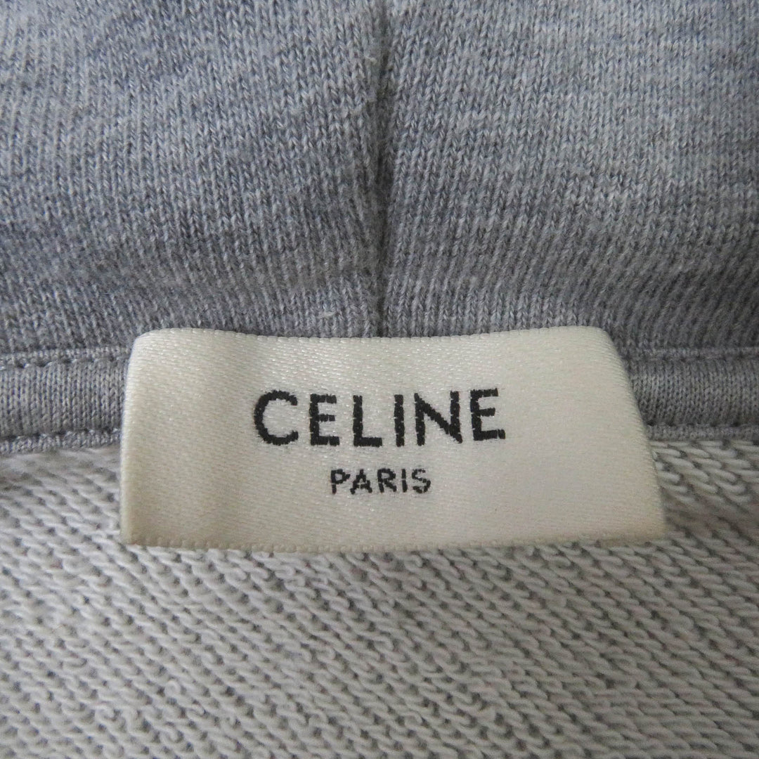 Discounted Great CELINE Parker Studded logo print pullover hoodie gray cotton mens S