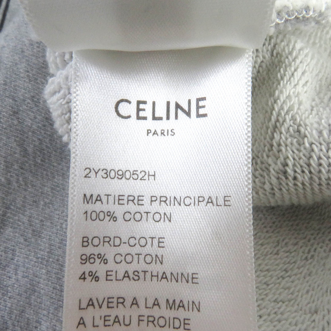 Discounted Great CELINE Parker Studded logo print pullover hoodie gray cotton mens S