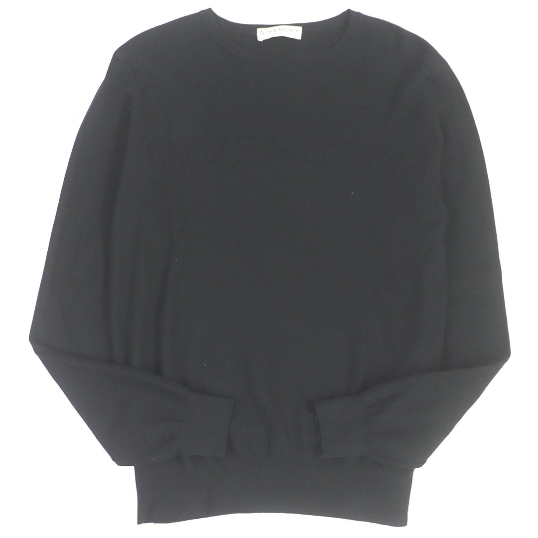 Great GIVENCHY sweater Lightweight, long sleeves, mesh, logo knit black cotton mens XS BM90CL4Y5U