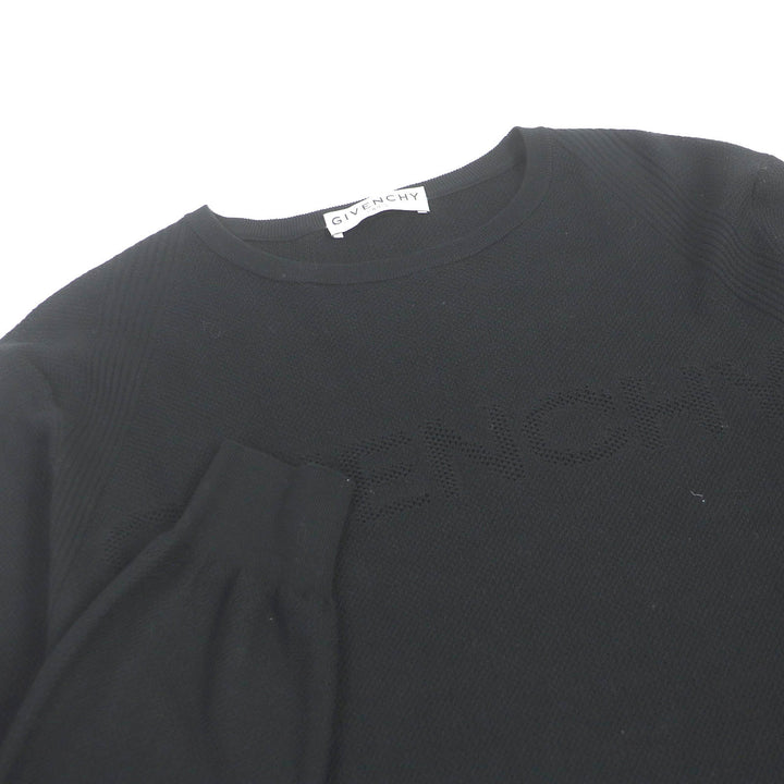 Great GIVENCHY sweater Lightweight, long sleeves, mesh, logo knit black cotton mens XS BM90CL4Y5U