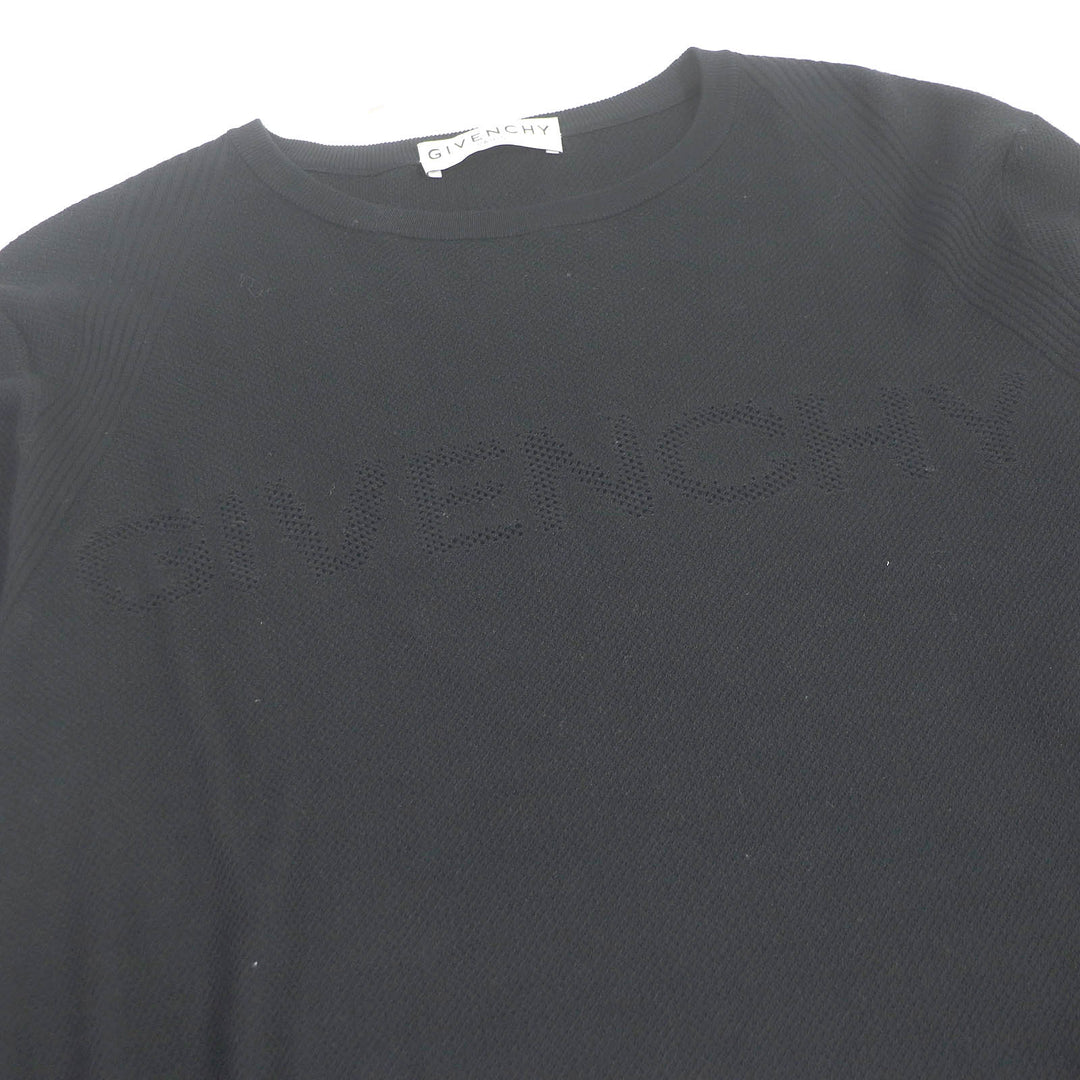 Great GIVENCHY sweater Lightweight, long sleeves, mesh, logo knit black cotton mens XS BM90CL4Y5U