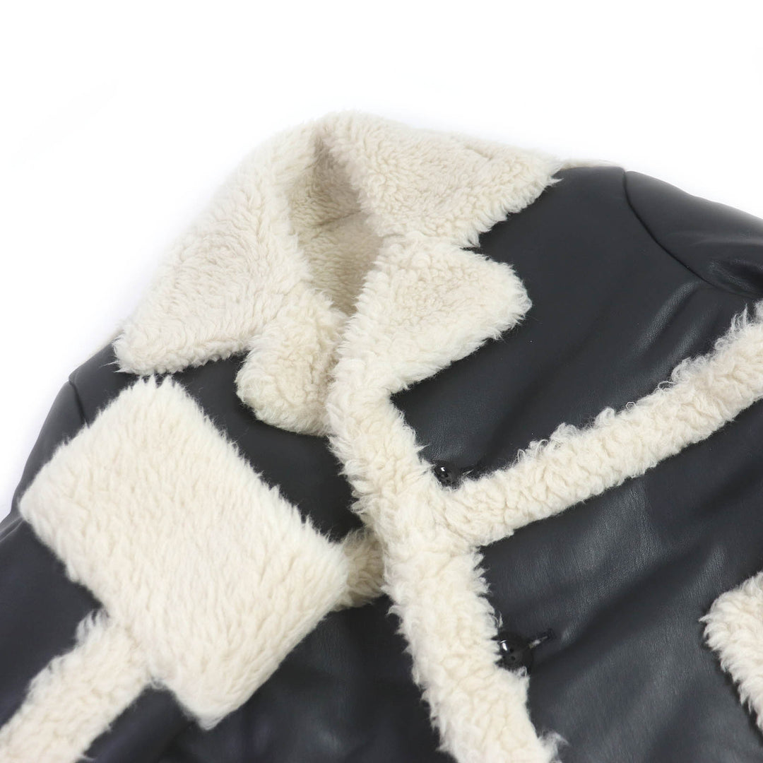 Pristine Sacai Jacket Faux shearling eco-leather blouson black mens 1 22-02902M