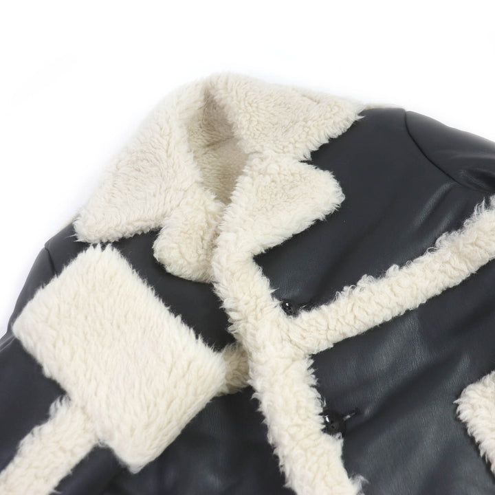 Pristine Sacai Jacket Faux shearling eco-leather blouson black mens 1 22-02902M