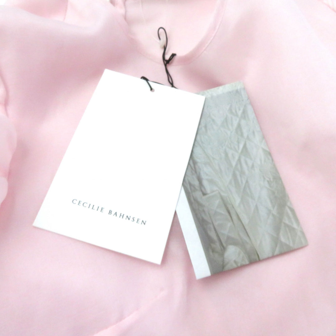 Pristine CECILIE BAHNSEN one piece DELANY DRESS Puff sleeve ribbon design silk