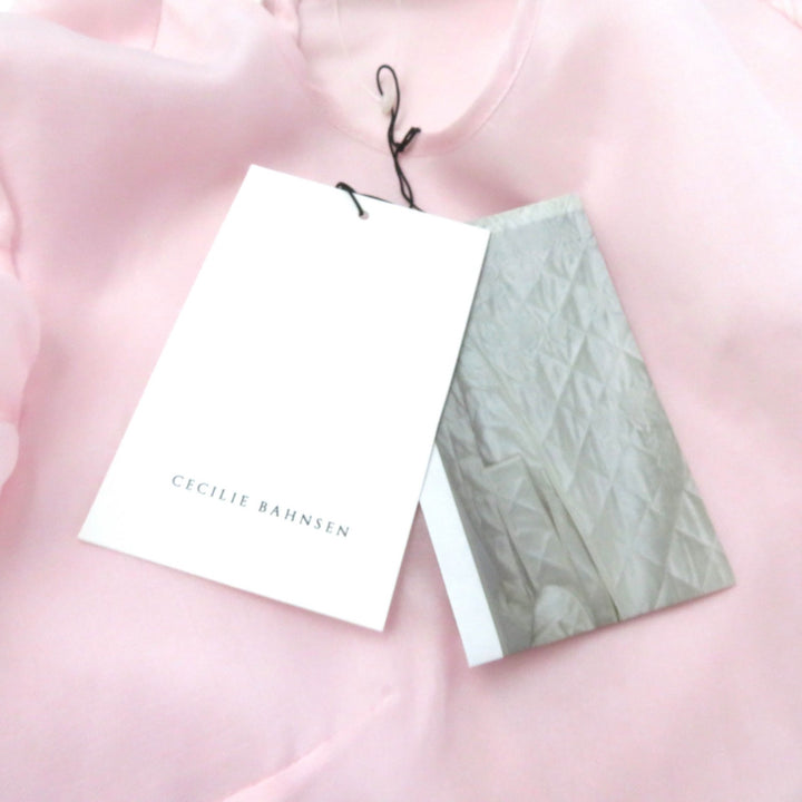 Pristine CECILIE BAHNSEN one piece DELANY DRESS Puff sleeve ribbon design silk