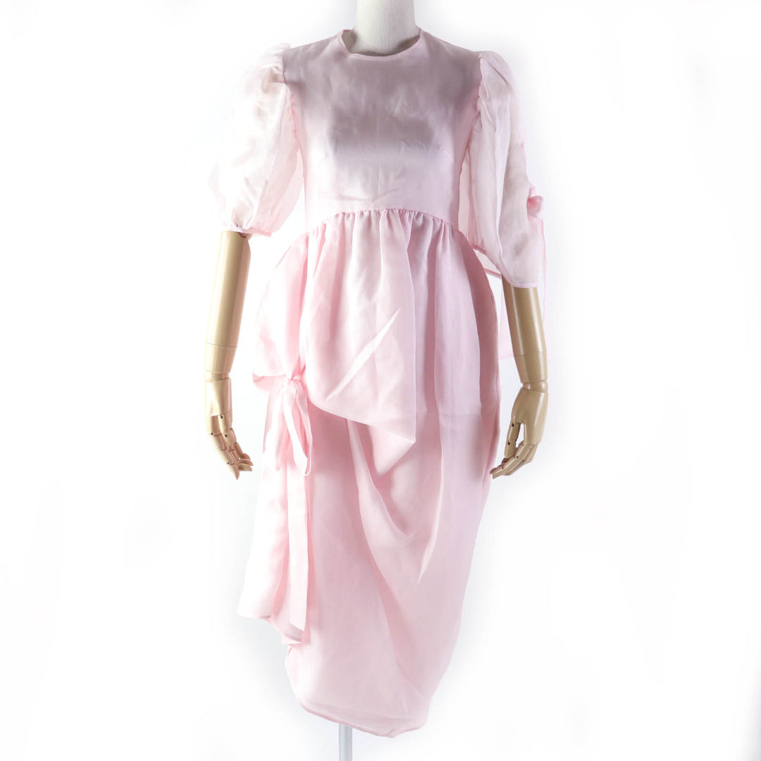 Pristine CECILIE BAHNSEN one piece DELANY DRESS Puff sleeve ribbon design silk