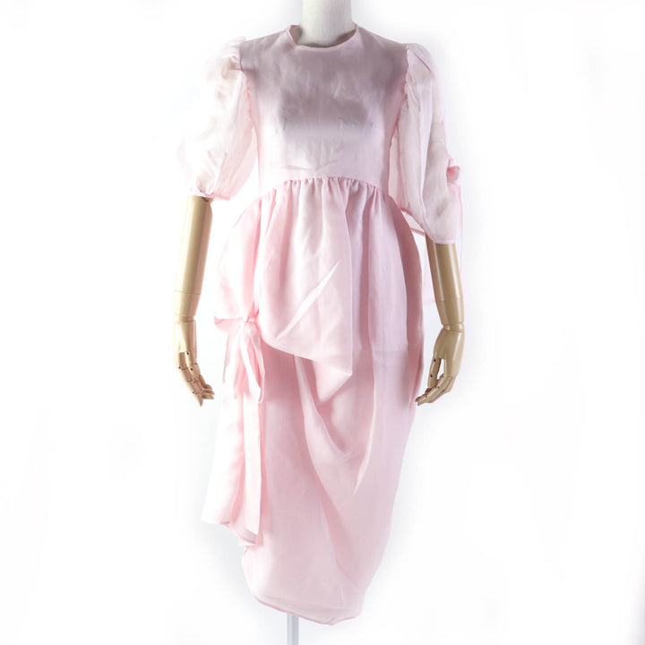 Pristine CECILIE BAHNSEN one piece DELANY DRESS Puff sleeve ribbon design silk