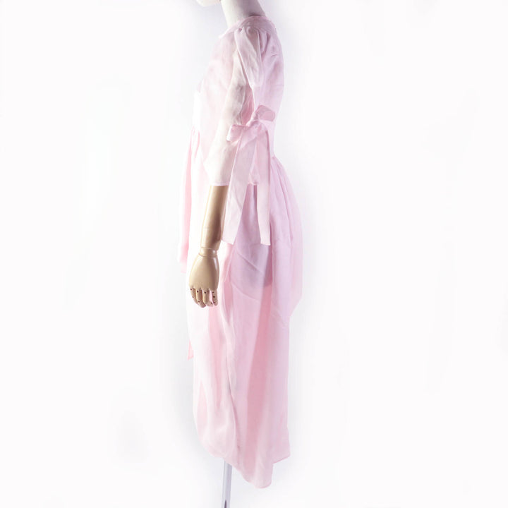 Pristine CECILIE BAHNSEN one piece DELANY DRESS Puff sleeve ribbon design silk