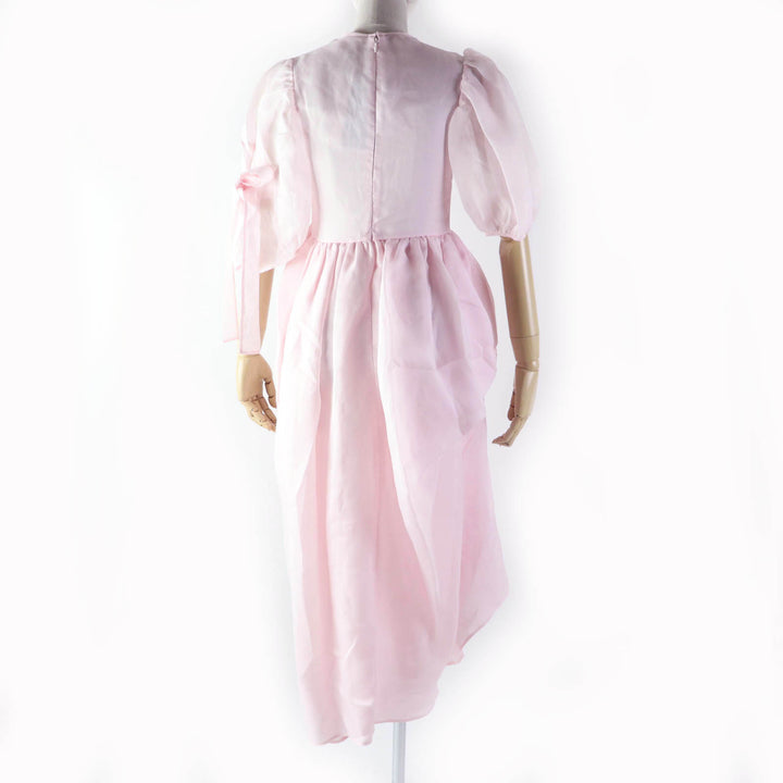 Pristine CECILIE BAHNSEN one piece DELANY DRESS Puff sleeve ribbon design silk