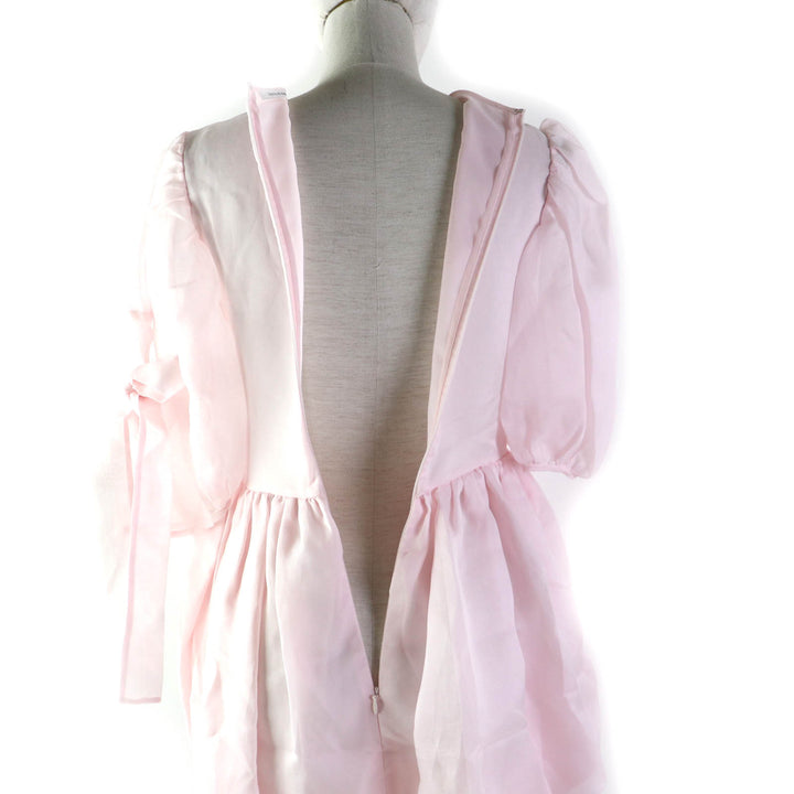 Pristine CECILIE BAHNSEN one piece DELANY DRESS Puff sleeve ribbon design silk