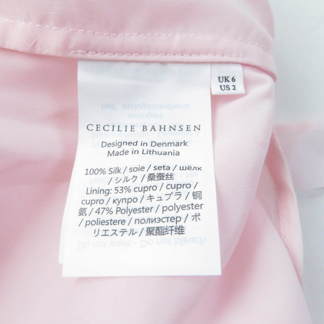 Pristine CECILIE BAHNSEN one piece DELANY DRESS Puff sleeve ribbon design silk