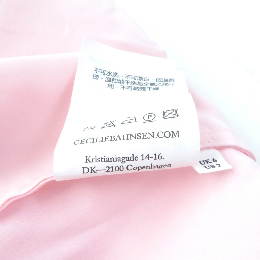 Pristine CECILIE BAHNSEN one piece DELANY DRESS Puff sleeve ribbon design silk