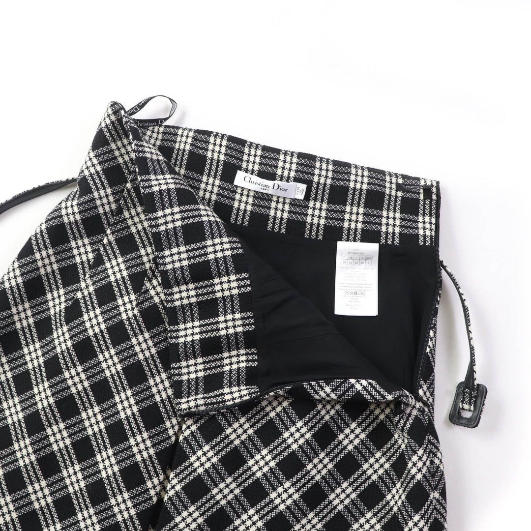 Discounted Great Christian Dior skirt Runway wear Belted Check Pattern Women 42 251J80A1244