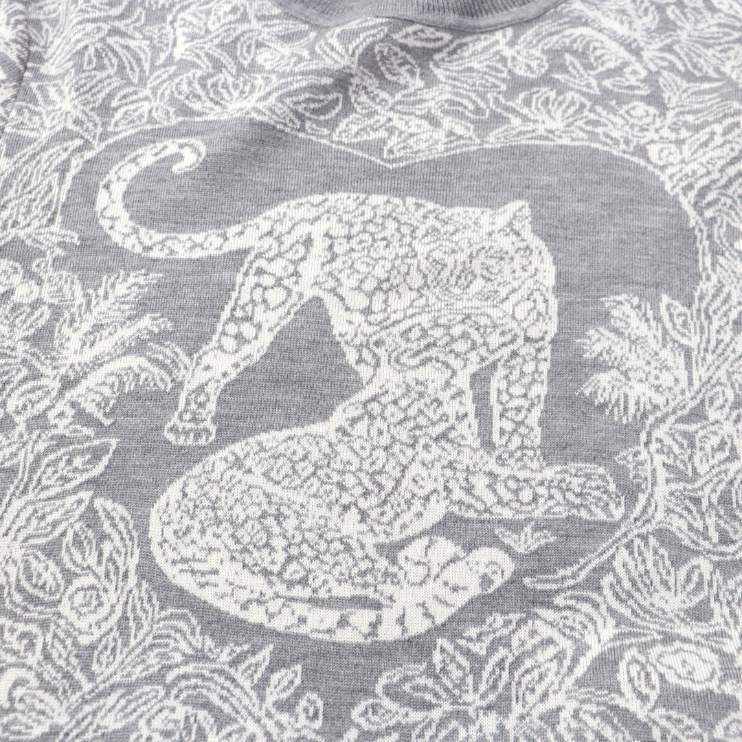Excellent HERMES one piece Animal Design Long Sleeve Knit Gray white cashmere
