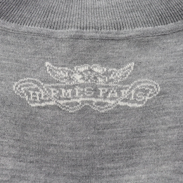 Excellent HERMES one piece Animal Design Long Sleeve Knit Gray white cashmere