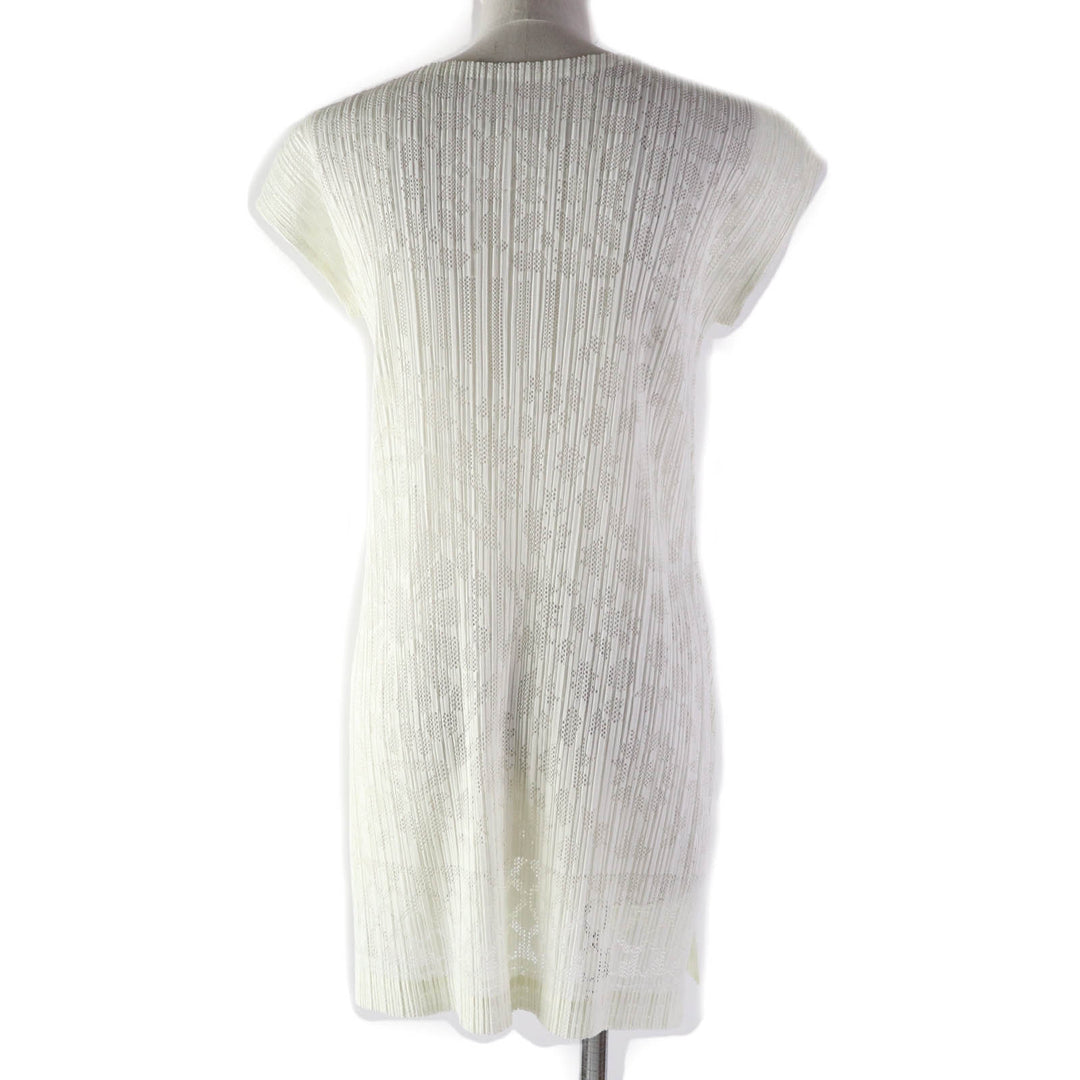 Discounted 
 Excellent PLEATS PLEASE one piece Openwork mesh tunic Ivory polyester Women 3 PP51-JT633