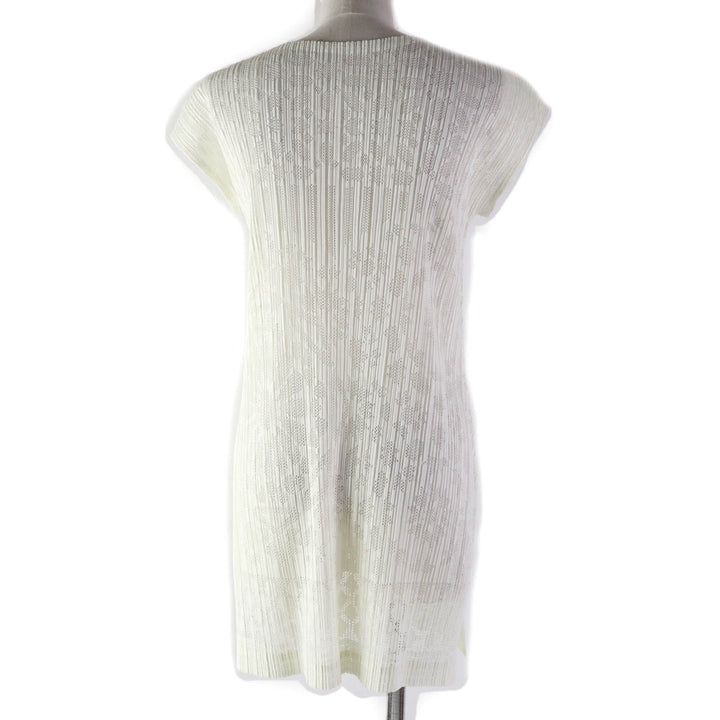 Discounted 
 Excellent PLEATS PLEASE one piece Openwork mesh tunic Ivory polyester Women 3 PP51-JT633
