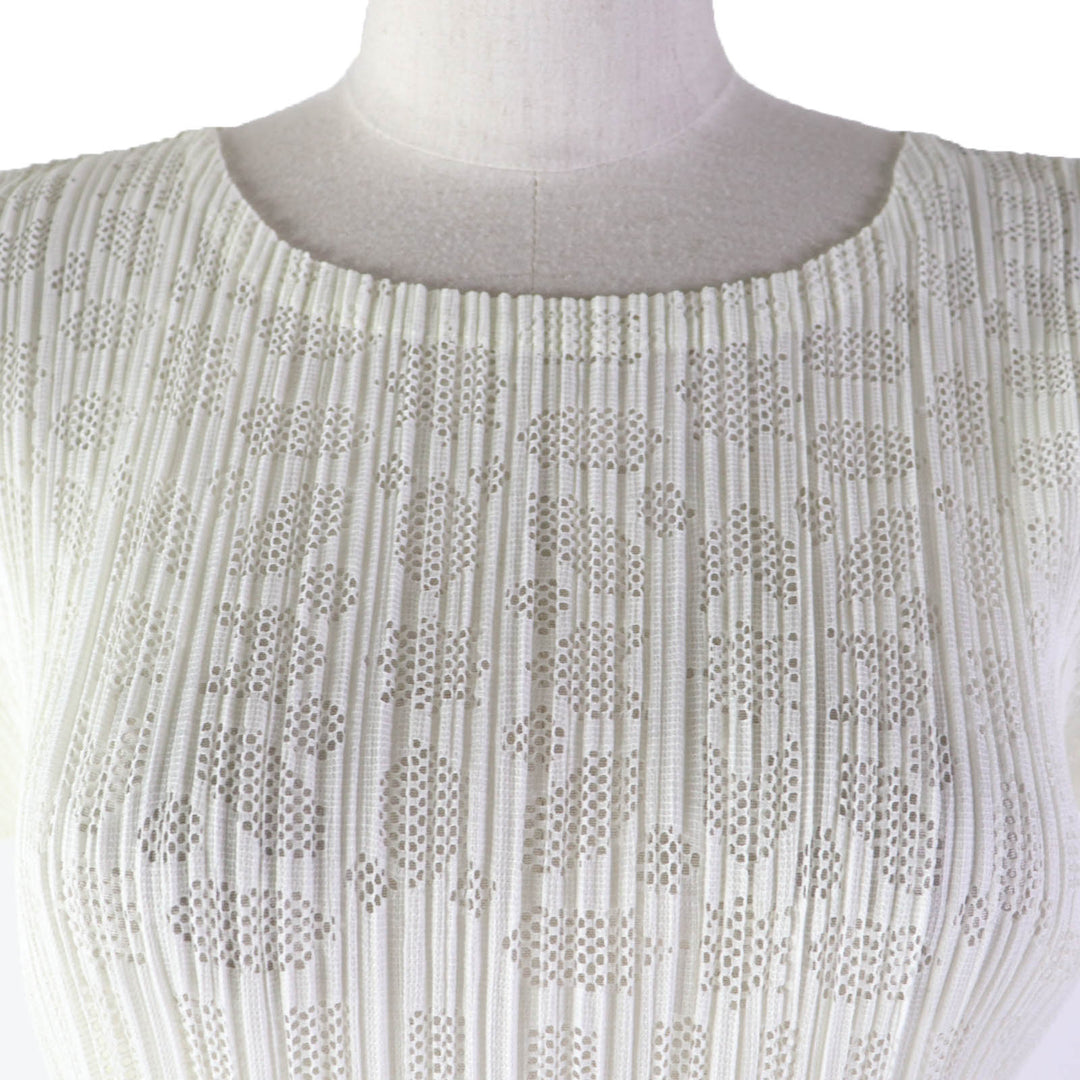 Discounted 
 Excellent PLEATS PLEASE one piece Openwork mesh tunic Ivory polyester Women 3 PP51-JT633