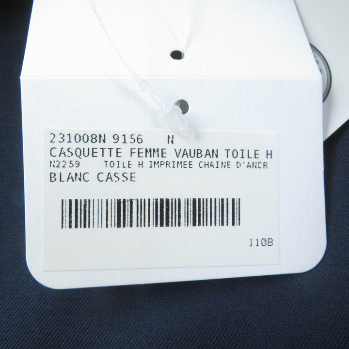 Discounted Pristine HERMES Casquette Vauban Serie Metal Chaine d'Ancre White navy cotton 56