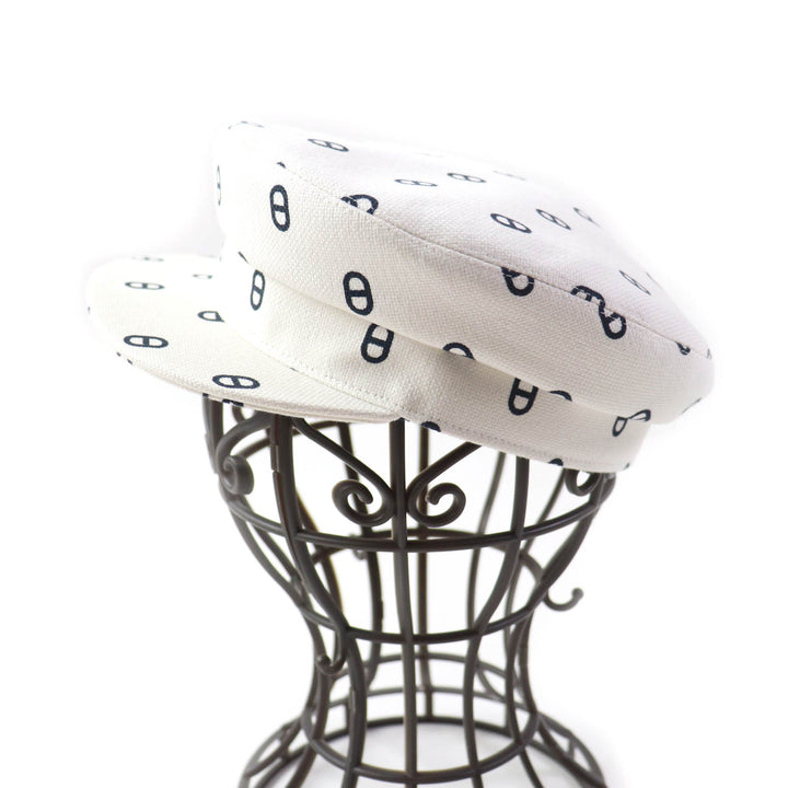 Discounted Pristine HERMES Casquette Vauban Serie Metal Chaine d'Ancre White navy cotton 56