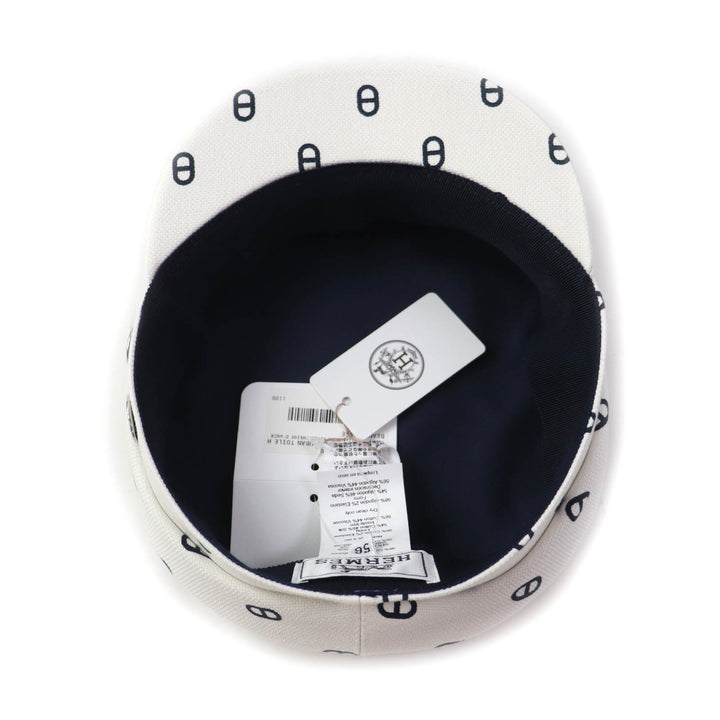 Discounted Pristine HERMES Casquette Vauban Serie Metal Chaine d'Ancre White navy cotton 56