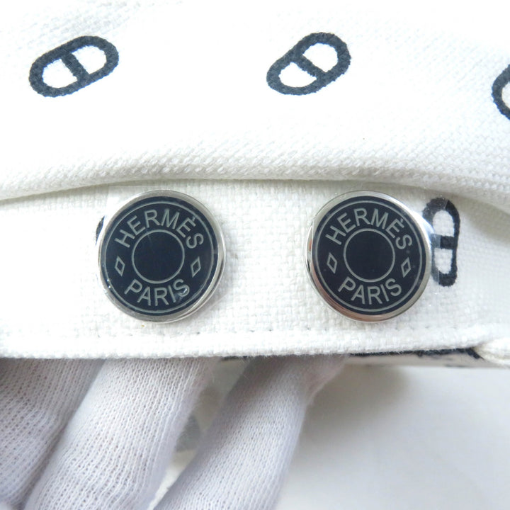 Discounted Pristine HERMES Casquette Vauban Serie Metal Chaine d'Ancre White navy cotton 56