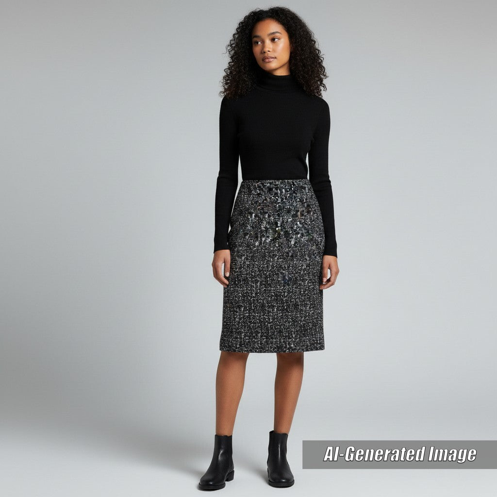 Discounted Great BOTTEGAVENETA Tweed skirt Tight Skirt black wool Women 36 598255