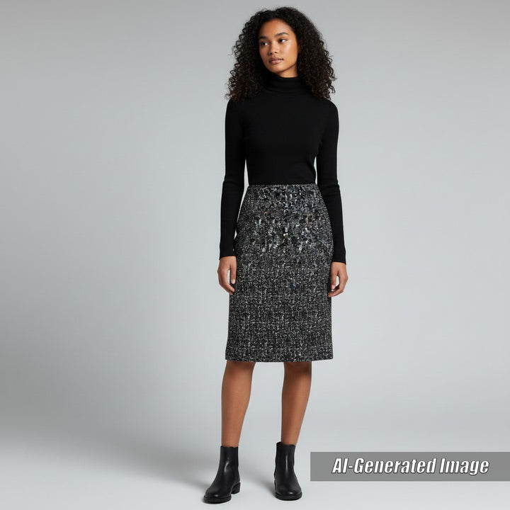 Discounted Great BOTTEGAVENETA Tweed skirt Tight Skirt black wool Women 36 598255