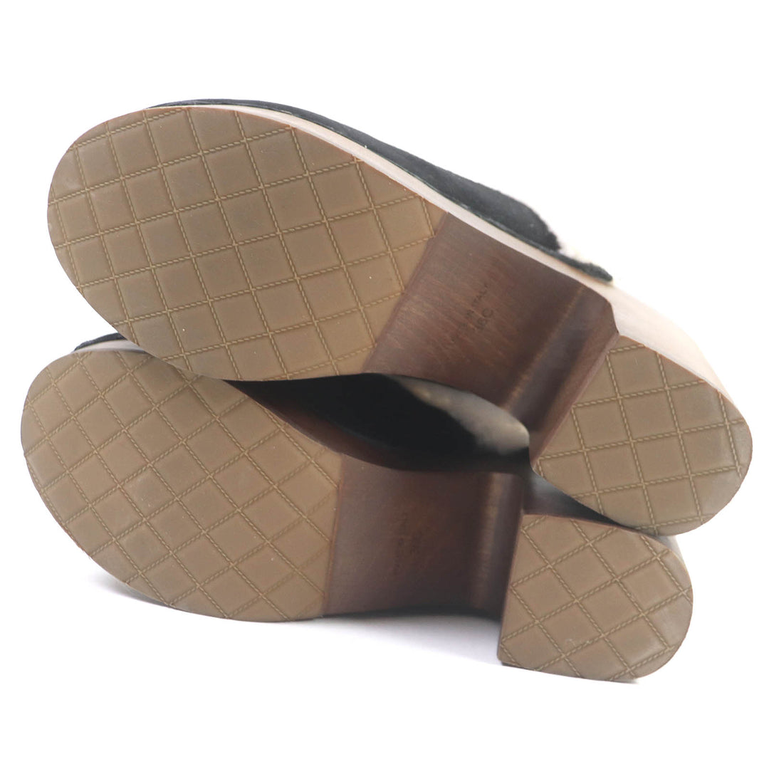 Discounted Great CHANEL Sandals COCO MarkMetal Boa Sabot Sandals black Suede leather Women
