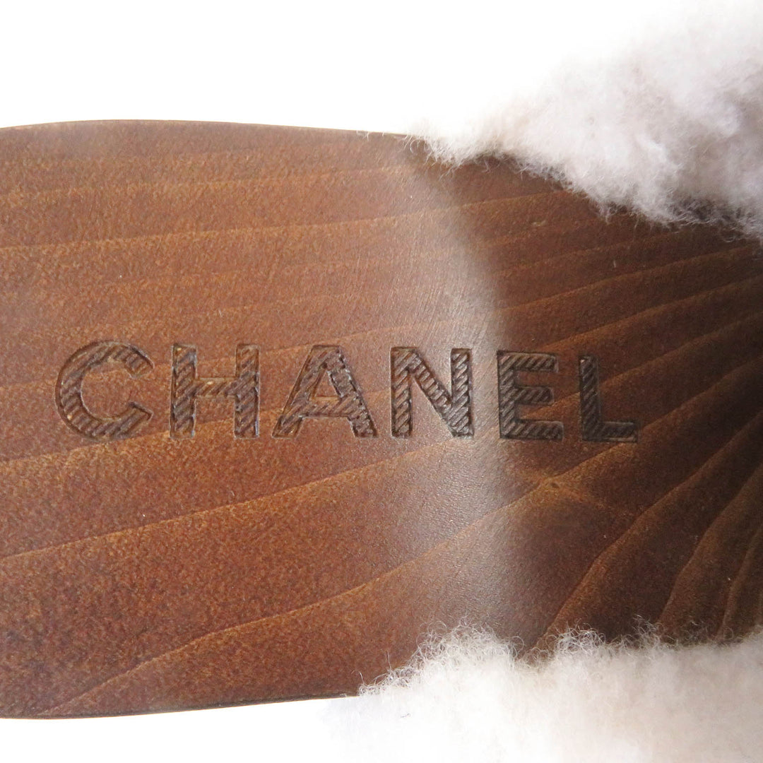 Discounted Great CHANEL Sandals COCO MarkMetal Boa Sabot Sandals black Suede leather Women