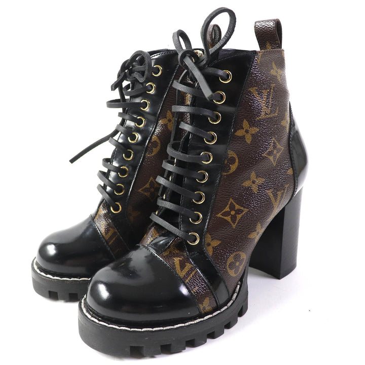 Great LOUIS VUITTON Ankle boots Leather monogram lace-up leather Women 36 G34085
