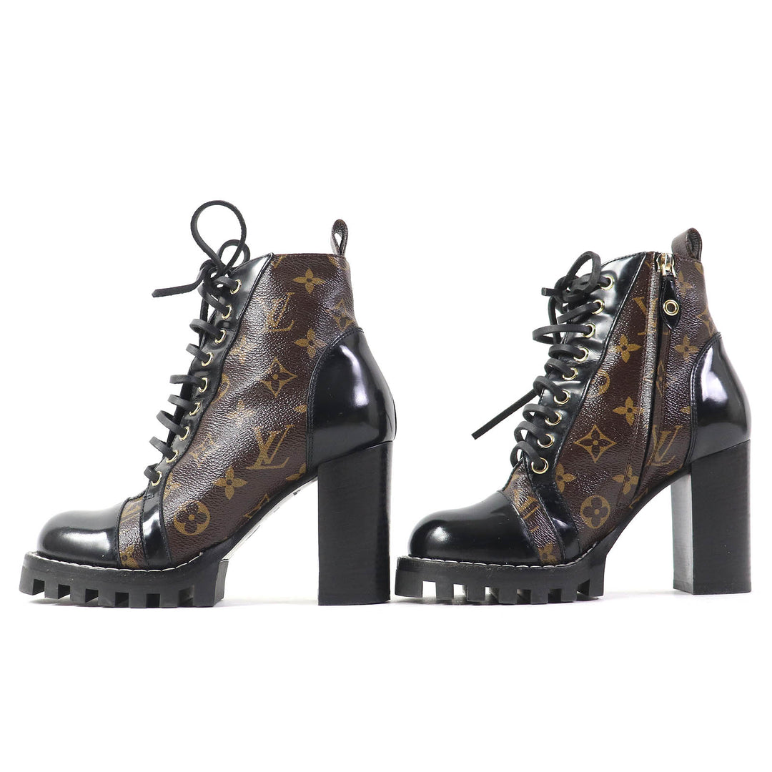 Great LOUIS VUITTON Ankle boots Leather monogram lace-up leather Women 36 G34085
