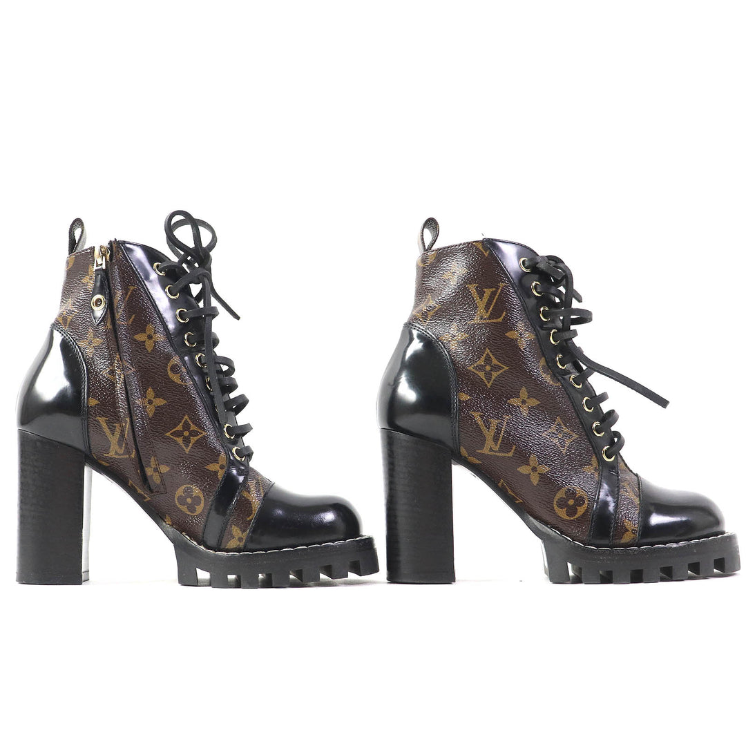 Great LOUIS VUITTON Ankle boots Leather monogram lace-up leather Women 36 G34085
