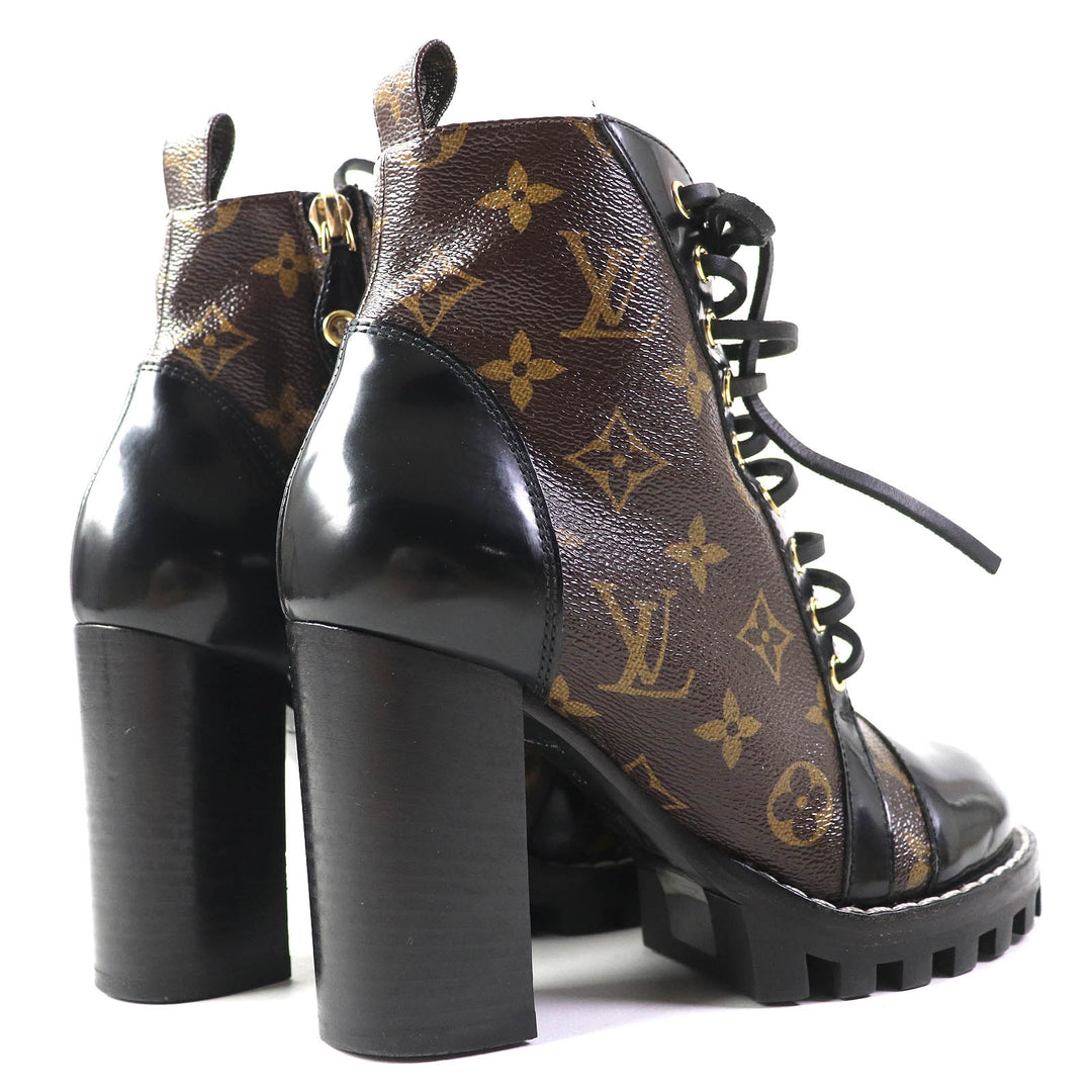 Great LOUIS VUITTON Ankle boots Leather monogram lace-up leather Women 36 G34085