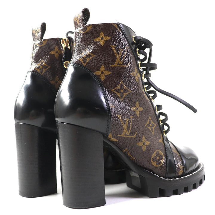 Great LOUIS VUITTON Ankle boots Leather monogram lace-up leather Women 36 G34085